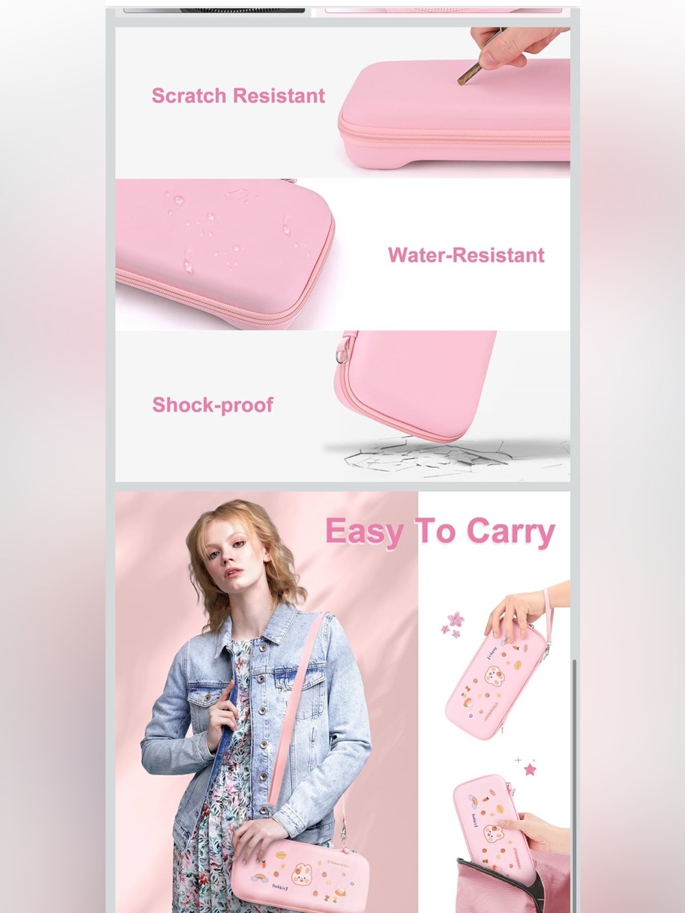 Pink Carry Case Bundle Compatible with Switch 2 (2025) - Picture 8 of 11